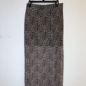 Noisy May Leopard Print Maxi Skirt Sheer Side Slit NWT L
